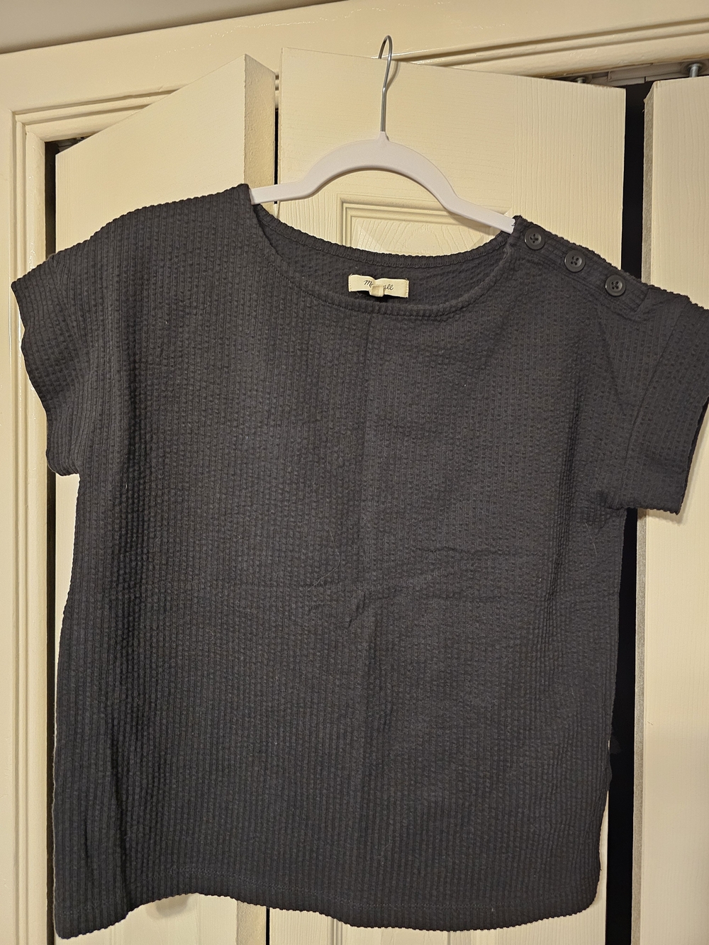 Madewell Black Ribbed Crewneck Top